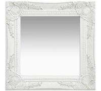 vidaXL Miroir Mural Style Baroque Miroir Suspendu Décoratif Miroir de Garde-Robe Dressing Chambre à Coucher Maison Intérieur 40x40 cm Blanc
