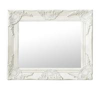 vidaXL Miroir Mural Style Baroque Miroir Suspendu Décoratif Garde-Robe Dressing Rectangulaire Chambre à Coucher Maison Intérieur 50x40 cm Blanc