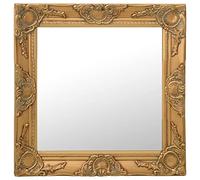 vidaXL Miroir Mural Style Baroque Miroir Suspendu Décoratif Garde-Robe Dressing Carré Chambre à Coucher Maison Intérieur 50x50 cm Doré