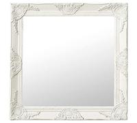 vidaXL Miroir Mural Style Baroque Miroir Suspendu Décoratif Garde-Robe Dressing Carré Chambre à Coucher Maison Intérieur 60x60 cm Blanc