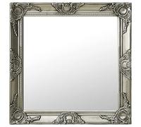 vidaXL Miroir Mural Style Baroque Miroir Suspendu Décoratif Garde-Robe Dressing Carré Chambre à Coucher Maison Intérieur 60x60 cm Argenté
