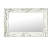 vidaXL Miroir Mural Style Baroque Miroir Suspendu Décoratif Garde-Robe Dressing Rectangulaire Chambre à Coucher Maison Intérieur 60x40 cm Blanc