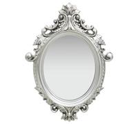vidaXL Miroir Mural Style Château Miroir Suspendu Décoratif Miroir de Garde-Robe Dressing Ovale Chambre à Coucher Maison Intérieur 56x76 cm Argenté