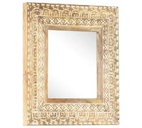 vidaXL Miroir Sculpté à La Main Décoration de Maison Miroir de Maquillage Miroir de Couloir Intérieur 50x50x2,6 cm Bois de Manguier Solide 321644 Brun G