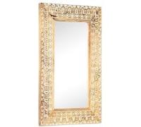 vidaXL Miroir Sculpté à la Main Miroir Mural Miroir de Maquillage Miroir de Couloir Maison Intérieur 80x50x11 cm Bois de Manguier Solide