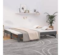 vidaXL Lit coulissant Gris 2x(100x200) cm Bois de pin massif