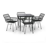 Vidaxl Mobilier À Dîner De Jardin 5 Pcs Noir Résine Tressée
