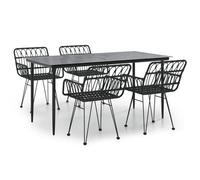 vidaXL Ensemble de jardin 5 pièces noir Poly rotin
