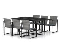 vidaXL Mobilier à dîner de jardin 7pcs et coussins Résine tressée Gris