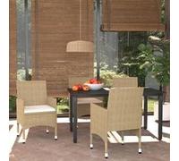 vidaXL Ensemble de jardin 5 pièces avec coussins Poly rotin Beige