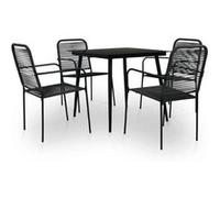 vidaXL Ensemble de jardin 5 pièces corde de coton et acier noir