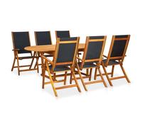 vidaXL Mobilier à Dîner d'Extérieur 7 pcs Salon de Jardin Bois d'Acacia Solide 41749