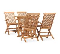 Vidaxl Mobilier À Dîner D'extérieur Pliable 5 Pcs Bois Solide De Teck