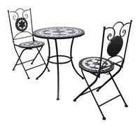 vidaXL Ensemble Bistro 3 pcs. céramique noir et blanc