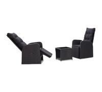 vidaXL Ensemble Bistro 3 pièces avec coussins Poly Rattan Noir