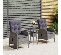 vidaXL Ensemble de jardin bistrot 3 pièces Poly rotin gris
