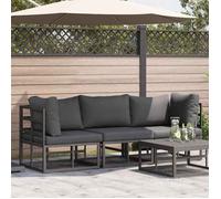 vidaXL Mobilier de jardin avec coussins, 3 pièces, noir et anthracite, métal