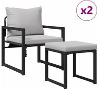 vidaXL Mobilier de jardin, lot de 4, 2 places, gris clair, polyester