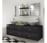 vidaXL Ensemble mobilier de salle de bain jeu de 7 pcs avec lavabo Noir