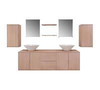 vidaXL Mobilier de Salle de Bain avec lavabo 9 pcs Beige
