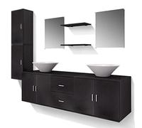 vidaXL Mobilier de Salle de Bain avec lavabo 9 pcs Noir