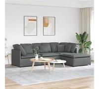 vidaXL Modulaire bank met voetenbank en kussens stof donkergrijs3321298 Gris G