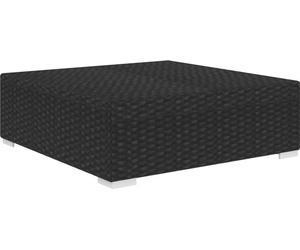 vidaXL Modular-Fußhocker 1 Stk. + Auflagen Poly Rattan Schwarz