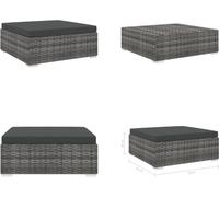 vidaXL Modular Tabouret de pied 1 pc + supports Poly Rotin Gris - Tabouret de pied - Repose-pieds - Repose-pieds