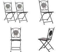 vidaXL Mosaïque Chaises Bistro 2 pcs. Gris - Chaise de jardin - Chaises de jardin - Chaise mosaïque - Chaises mosaïque