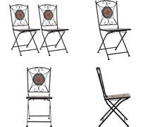 vidaXL Mosaïque Chaises de Bistro 2 pcs. Orange / Gris - Chaise de jardin - Chaises de jardin - Chaise en mosaïque - Chaises en mosaïque