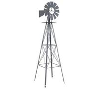 vidaXL Moulin à Vent Gris 84 x 68 x 245 cm Fer, Jardin et Terrasse, Moulin à Vent Rectangulaire en Fer, Élément Extérieur, Sculpture Durable, Déco Résistante
