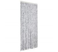 vidaXL Moustiquaire Rideau de Porte Protection Contre Insectes Chenille Ecran contres Mouches Moustiques Imperméable Maison Mobile Caravane 100x220 cm Blanc et Gris