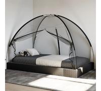 vidaXL Moustiquaire mongole pour lit avec portes 220 maille Noir 200x120x130 cm portable pliable
