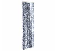 vidaXL Moustiquaire Rideau de Porte Protection contre Insectes Ecran contres Mouches Moustiques Imperméable Maison Mobile Chenille 56x185 cm Bleu Blanc et Argenté