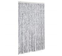 vidaXL Moustiquaire, Rideau d'Insectes de Porte, Rideau Contre Mouches Extérieur Intérieur Maison, Blanc et Gris 118x220 cm Chenille