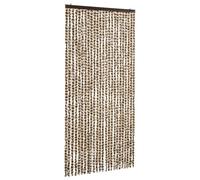 vidaXL Moustiquaire Rideau d'Insectes de Porte Rideau Contre Mouches Moustiques Caravane Extérieur Beige et Marron 100x220 cm Chenille