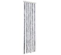 vidaXL Moustiquaire Rideau d'Insectes de Porte Rideau Contre Mouches Moustiques Caravane Extérieur Maison Mobile Gris et Blanc 56x200 cm Chenille