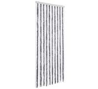 vidaXL Moustiquaire Rideau d'Insectes de Porte Rideau Contre Mouches Moustiques Caravane Extérieur Maison Mobile Gris et Blanc 90x200 cm Chenille