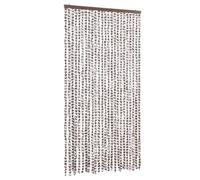 vidaXL Moustiquaire Rideau d'Insectes de Porte Rideau Contre Mouches Moustiques Caravane Extérieur Taupe et Blanc 100x220 cm Chenille