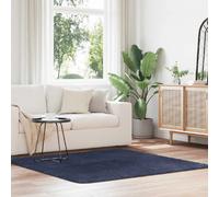 vidaXL Tapis Shaggy à Poils Longs Bleu Marine 160x160 cm Polyester, Tapis, Tapis de Chambre, Tapis Moderne, Tapis de Salon, Tapis Moelleux