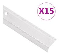 vidaXL Profils de nez de marche en L 15 pcs. Aluminium 100 cm Argenté