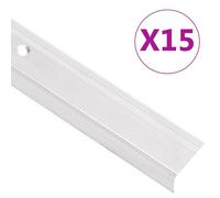 vidaXL Nez de marche forme en L 15 pcs aluminium 90 cm argenté, marches d'escalier, bords d'escalier, profils d'escalier, 146732