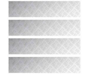 vidaXL Nez de Marche Rectangulaire 4 pcs Argenté 90 x 20 cm Aluminium, Tapis antidérapants Modernes pour escaliers, Style Checkered, sécurité à la Maison, intérieur et extérieur