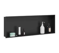 vidaXL Niche de Douche Noir 90 x 30 x 9,5 cm Acier Inoxydable, Design de Salle de Bain Moderne, Niche de Douche rectangulaire, unitée de Rangement Durable, étagère Minimaliste