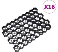 vidaXL Grilles pour gazon 16 pièces – Stabilisateurs de gravier, Plastique noir 60×40×3 cm