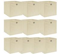 vidaXL Boîtes de rangement pliables Lot de 10 Tissu 32x32x32 cm Crème