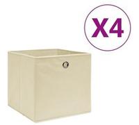 vidaXL Boîtes de rangement 4 pcs Tissu intissé 28x28x28 cm Crème