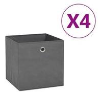 vidaXL 4x Boîtes de Rangement Coffres de Rangement Boîtes d'Emballage Stockage Foulards Chaussettes Sous-vêtements Tissu Intissé 28x28x28 cm Gris