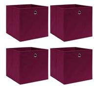 vidaXL Boîtes de rangement 4 pièces en tissu 32 x 32 x 32 cm Rouge foncé