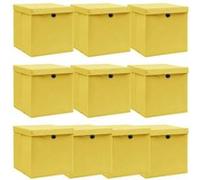 vidaXL Boîtes de rangement avec couvercles 10 pcs. Jaune 32x32x32 cm Tissu